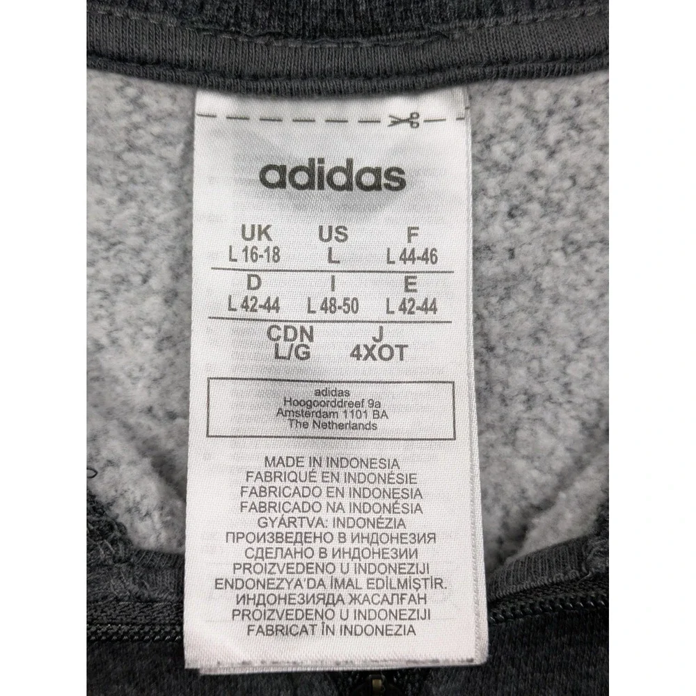 Adidas Sweatshirt Mens Large Gray 1/4 Zip Fleece Pullover Pink Logo Pockets